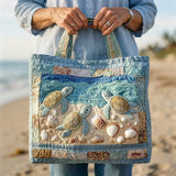 Handgemaakte gewatteerde tas met oceaandessin